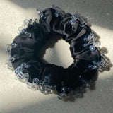 Daiiibabyyy  1PC Crystal - Embellished Satin Scrunchies Set, Elegant Hair Accessories for Women, Glamorous Hair Ties for Party and Daily Wear