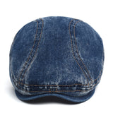 Daiiibabyyy  Four Seasons Denim Solid Newsboy Caps Men Washed Flat Peaked Cap Women Painter Beret Hats