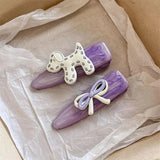 Daiiibabyyy  1pc Purple puppy bow duckbill clip with high-end temperament, bangs, side clip with broken hair clip headband