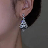 DAIIIBABYYY  -  Hot Selling Shiny Rhinestone Hollow Christmas Tree Earrings Women's Fashion Luxury Versatile Charm Earrings Holidays Gift 2024