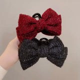 Daiiibabyyy Elegant Solid Colour Big Bow Hair Clips Woman Ponytail Claw Clip Sparkling Clips Hairpin Girls Headdress Hair Accessories Gifts