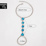 Daiiibabyyy Shining Blue Heart Crystal Chain Anklet for Women Fashion Luxury Love Cubic Zirconia Ankle Barefoot Sandals Foot Jewelry Gifts