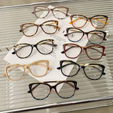 DAIIIBABYYY  -  2024  New Cat Eyes Large Frame Women Anti Blue Light Glasses Fashion Printing Solid Computer Glasses Frame Eyeglasses Очки