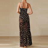 Daiiibabyyy  Fashion Dot Print Bikini Outfits Elegant Hight Waist Slim Long Skirt Suit Sexy Off Shoulder Sleeveless Bodysuit & Skirt Set