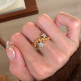 DAIIIBABYYY  -  Sparkling Star Zircon Ring For Women Girls Exquisite Fashion Creative Sweet Temperament Gentle  Anniversary Jewelry Gift