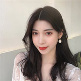 Daiiibabyyy New Korea Oval White Woman Jewelry Eardrop Earrings Cat's Eye Stone Moonlight