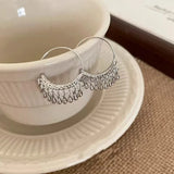 Daiiibabyyy  Fashion Metal C-Shaped Tassel Chain Earring for Women Silver Color Waterdrop Geometric Earrings Temperament Girl Jewelry
