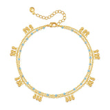 Daiiibabyyy  Color Double Layer Small Beads Chain Anklet for Women Light Luxury Summer Boho Vocation Foot Chain Party Jewelry Gifts
