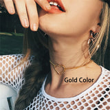 Daiiibabyyy  New Korean Butterfly Choker Necklace For Women Ladies Exquisite Love Heart Clavicle Chain Necklace Jewelry Gift