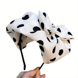 Daiiibabyyy  Polka Dot Hair Clip Half Headband French Retro Headband Hair Accessories for Women Beret Hair Accessory