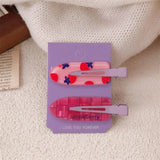 Daiiibabyyy  2pcs Dopamine Vitality Girl Fruit Series Seamless Duckbill Hair Clip, Cute Sweet Strawberry Blueberry Grape Bangs Side Clip