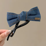Daiiibabyyy  New Retro Denim Bow Hair Clips for Women S-Shaped Exquisite Sweet High Ponytail Twist Clip Casual Hair Accessory