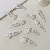 Daiiibabyyy 2pcs White Star Hair Side Clip for Women Girls Star Metal Snap Clip Hairpin Barrettes Korean Fashion Hair Styling Accessories
