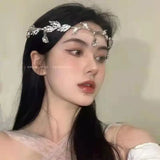 DAIIIBABYYY  -  Exotic Tassel Headwear Super Fairy Rhinestone Eyebrows Drop Headband Headband New Bridal Wedding Hair Accessories Lolita Female