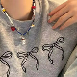 DAIIIBABYYY  -  Y2K Charm Ceramic Strawberry Cartoon Dog Pendant Beaded Choker Necklace Aesthetic Goth 2000s Jewelry EMO Grunge Accessories