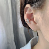 Daiiibabyyy  1PC Shiny Zircon Star Clip Earrings for Women Girl Simple Sweet Party Ear Cuff Silver Color Light Luxury Jewelry Gift