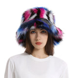 Daiiibabyyy  New autumn and winter plush imitation fox fur basin hat ski hat fisherman hat warm fur furry imitation fur women's hat
