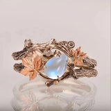 Daiiibabyyy  Retro Fashion Maple Leaf Water Drop Opal Stone Rings for Women Charm Luxury Finder Aesthetic jewelry Wedding Anniversary Gift
