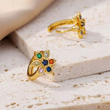 Daiiibabyyy  Charm Small Ear Buckle Rainbow Flower Hoop Earrings For Women Gold Silver Color Zircon Wedding Jewelry Mother's Day Gifts