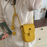 Daiiibabyyy  Luxury Brand Mini Yellow Crossbody Bag for Women Soft PU Leather Shoulder Purse Fashion Cell Phone Flap Pocket Ladies Accessory