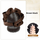 Daiiibabyyy  New Synthetic Hair Bun Claw Clip Brown with Hair Tie Bun Head Wig Fluffy Wig Hair Clip Hair Accessories