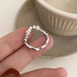 DAIIIBABYYY  -  Retro Beaded Pearl Ring for Women Fade-Resistant Unique Design Finger Ring Colorful Beaded Geometric Shape Temperament Jewelry