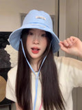 DAIIIBABYYY  -  Foldable Wide Brim Fisherman Hat with Drawstring Bag Convertible Sunshade Outdoor Fishing Cap Summer Multi-Functional Protection