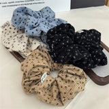 DAIIIBABYYY  -  Autumn Winter New Style Corduroy Floral Scrunchies Oversized Velvet Black Hair Ties Ropes Women Young Girls Elegant Hair Bands