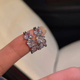 DAIIIBABYYY  -  Exquisite Clear Heart-shaped Cubic Zirconia Hoop Earrings New Trending Sliver Color Plated Wedding Party Ear Accessories