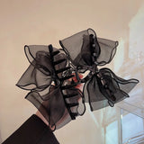 Daiiibabyyy  Fashion Tulle Big Bow Hair Claw Clips for Women Elegant Bowknot Hairpin Ponytail Clip Sweet Headdress Hair Accessories