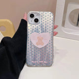 Daiiibabyyy  Meteor IND Laser Full Screen Wave Point Love Bear Phone Case for iPhone 11 12 13 14 15 16 17 Pro Max