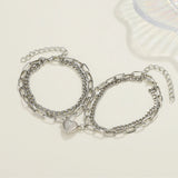 DAIIIBABYYY  -  2Pcs Bracelets for Women Men Fashion Couple Cuff Jewelry Vintage Chains Heart Magnet Bracelets Korea  Trendy Pulsera