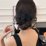 DAIIIBABYYY  -  1pc organza fashion skirt shape large intestine hair tie new mesh pleated head flower hair rope tie head band hair ornament