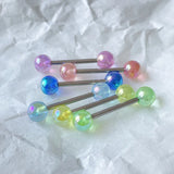 Daiiibabyyy 6PCS Body Jewelry Anti-Allergy Surgical Steel Tongue Rings For Women Barbells Straight Bar Colorful Balls Body Piercing Jewelry