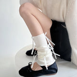DAIIIBABYYY  -  Korea Women Y2K Ballet Tie Bow Knit Leg Socks Strap Pink Leg Warmers Long Calf Sweet Japanese Leg Covers Clothing Accessories