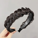Daiiibabyyy Fashion Fishbone Braid Lazy Wig Twist Hair Bands for Women Luxury Designer Non-slip Braided Wigs Headband Hair Accessories