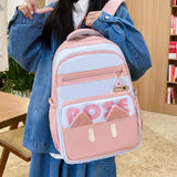 Daiiibabyyy  4Pcs/Set Large Capacity 4 in 1 Backpack Multifunction Casual Book Bag School Rucksack Breathable College Backpack Students