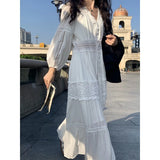 DAIIIBABYYY  -  Bohemian Skirt Early Autumn New French Sweet and Gentle Long First Love Stunning Lace Dress for Women