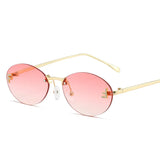 DAIIIBABYYY  -  Punk Y2K Sunglasses Female Outdoor Shades Rimless Driving Eyewear Glasses Retro Letter Oval Sun Glasses Oculos De Sol