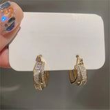 Daiiibabyyy  Elegant Artificial Zircon Inlaid Hoop Earring for Women Golden Trendy All-match & Exquisite Classic Huggies Jewelry Gifts