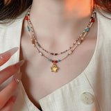 Daiiibabyyy  Crystal Stone Pearl Handmade Beadeds Chain Choker Necklace For Women Luxury Elegant Fashion Charm Aesthetic Jewelry Accessories