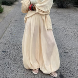 Daiiibabyyy  Loose Puff Trousers Women's See Through High Waist Patchwork Fashion Elegant Trousers Female Summer Office Lady Pants