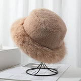 Daiiibabyyy  Big Fluffy Faux Fur Bucket Hat for Women Luxury Plush Fisherman Hat Warm Winter Hat Thicken Cold Snowy Day Panama Cap