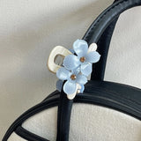 Daiiibabyyy  Korean Flower Hair Claw Clips for Women Blue Acrylic Acetate Hair Clips Cute Hair Accessories Girls Grip Crab Clamp Headwear