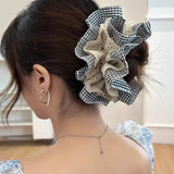 DAIIIBABYYY  -  1pc elegant lace double-layer large intestine hair band, women's new style wrinkled high-end ponytail hair accessories