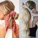 Daiiibabyyy  Fashion Dots Scrunchies Long Hair Rope Korean Hair Ties for Women Ponytail Scarf Sweet Elastic Hair Band Hair Accessories