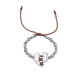 Daiiibabyyy  Punk Silver Color Spliced Heart Bracelet for Women Men Simple Adjustable Metal Bead Rope Chain Bracelet Couple Jewelry Gift New