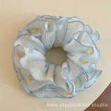 Daiiibabyyy  New Fresh Floral Multi Layered Large Intestine Hair Bands Sweet Female Hair Buns Hair Ties Low Ponytail Hair Ties Leather Bands
