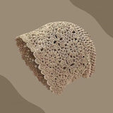 Bohemian Style Crochet Flower Knitted Hat Thin Korean Lace Woven Cap Apparel Accessories Handmade Hollowed Out Beanie Cap Girls