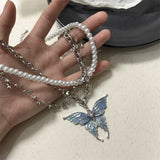 DAIIIBABYYY  -  Sweet and Cool Hot Girl Style Butterfly Tassel Pearl Necklace
